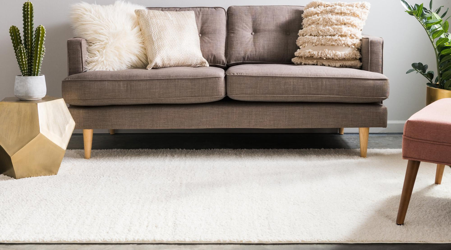 White 4' 1 x 6' 1 Studio Solid Shag Rectangle Area Rug Thick Soft Touch Fluffy & Plush Shaggy Pile Single Color Durable Carpet for Minimalist Decor for Sale at Rug Engine