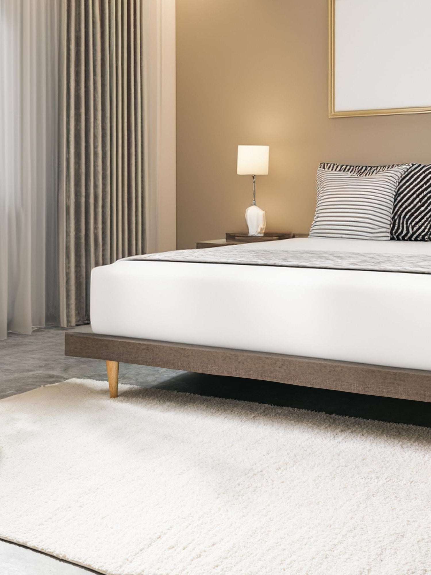 White 4' 1 x 6' 1 Studio Solid Shag Rectangle Area Rug Thick Soft Touch Fluffy & Plush Shaggy Pile Single Color Durable Carpet for Minimalist Decor for Sale at Rug Engine