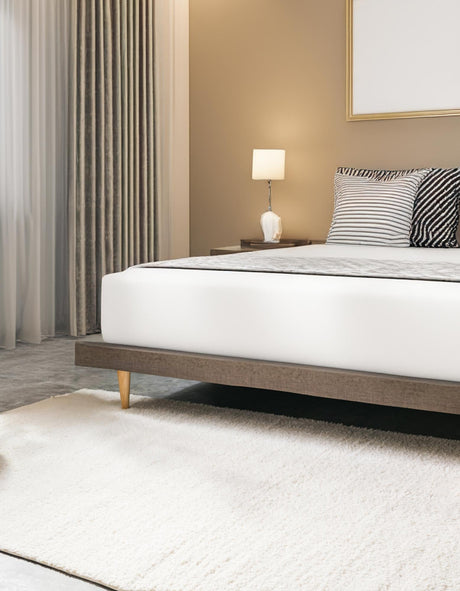 White 4' 1 x 6' 1 Studio Solid Shag Rectangle Area Rug Thick Soft Touch Fluffy & Plush Shaggy Pile Single Color Durable Carpet for Minimalist Decor for Sale at Rug Engine