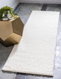 White 2' 7 x 10' Studio Solid Shag Runner Area Rug Thick Soft Touch Fluffy & Plush Shaggy Pile
