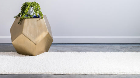 White 2' 7 x 10' Studio Solid Shag Runner Area Rug Thick Soft Touch Fluffy & Plush Shaggy Pile Single Color Durable Carpet for Minimalist Decor for Sale at Rug Engine