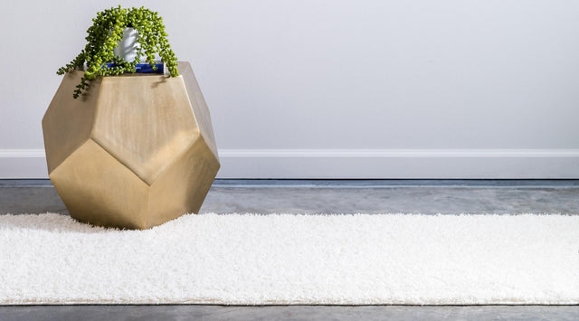 White 2' x 6' 7 Studio Solid Shag Runner Area Rug Thick Soft Touch Fluffy & Plush Shaggy Pile