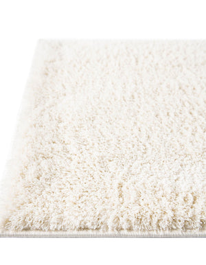 White 2' x 6' 7 Studio Solid Shag Runner Area Rug Thick Soft Touch Fluffy & Plush Shaggy Pile