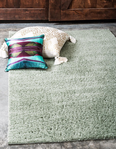 Sage Green 5' 1 x 8' Studio Solid Shag Rectangle Area Rug Thick Soft Touch Fluffy & Plush Shaggy Pile