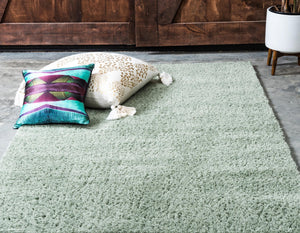 Sage Green 5' 1 x 8' Studio Solid Shag Rectangle Area Rug Thick Soft Touch Fluffy & Plush Shaggy Pile