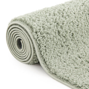 Sage Green 5' 1 x 8' Studio Solid Shag Rectangle Area Rug Thick Soft Touch Fluffy & Plush Shaggy Pile