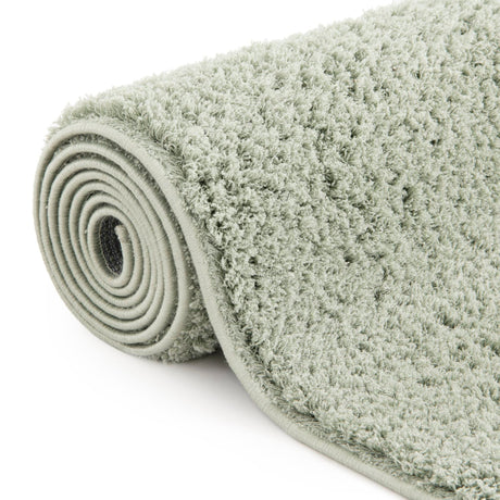 Sage Green 5' 1 x 8' Studio Solid Shag Rectangle Area Rug Thick Soft Touch Fluffy & Plush Shaggy Pile Single Color Durable Carpet for Minimalist Decor for Sale at Rug Engine