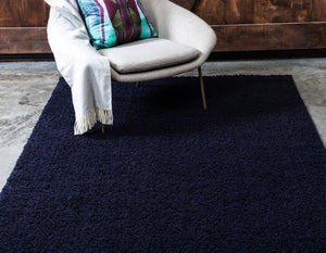 Midnight Blue 9' x 12' 2 Studio Solid Shag Rectangle Area Rug Thick Soft Touch Fluffy & Plush Shaggy Pile