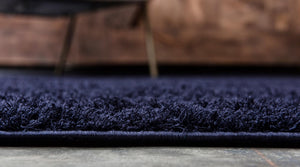 Midnight Blue 9' x 12' 2 Studio Solid Shag Rectangle Area Rug Thick Soft Touch Fluffy & Plush Shaggy Pile