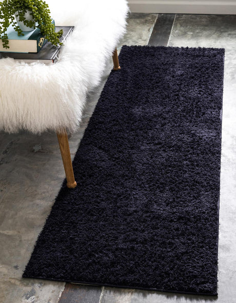 Midnight Blue 2' x 6' 9 Studio Solid Shag Runner Area Rug Thick Soft Touch Fluffy & Plush Shaggy Pile