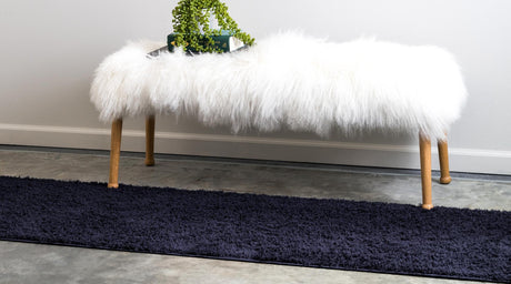 Midnight Blue 2' x 6' 9 Studio Solid Shag Runner Area Rug Thick Soft Touch Fluffy & Plush Shaggy Pile