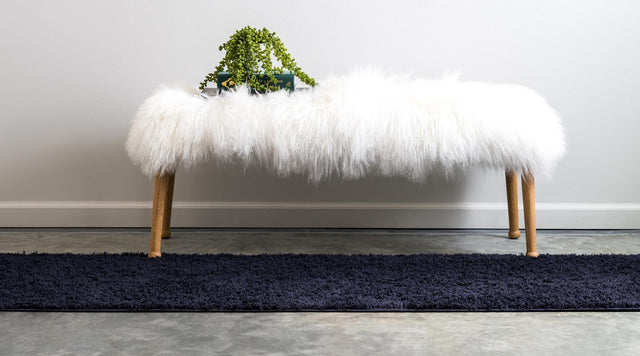 Midnight Blue 2' x 6' 9 Studio Solid Shag Runner Area Rug Thick Soft Touch Fluffy & Plush Shaggy Pile