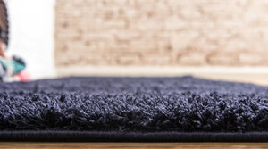 Midnight Blue 2' x 6' 9 Studio Solid Shag Runner Area Rug Thick Soft Touch Fluffy & Plush Shaggy Pile