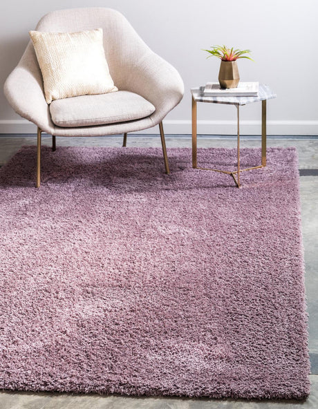 Mauve 8' x 10' Studio Solid Shag Rectangle Area Rug Thick Soft Touch Fluffy & Plush Shaggy Pile