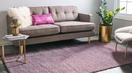 Mauve 9' x 12' 2 Studio Solid Shag Rectangle Area Rug Thick Soft Touch Fluffy & Plush Shaggy Pile Single Color Durable Carpet for Minimalist Decor for Sale at Rug Engine