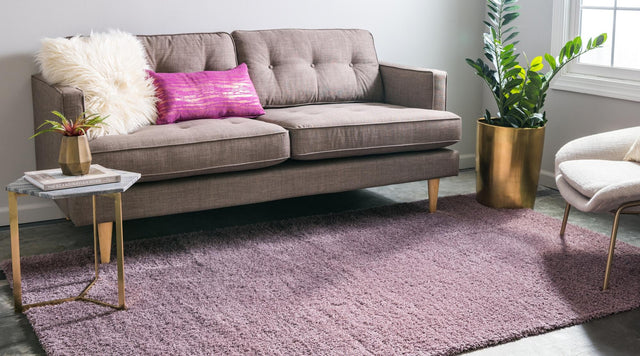 Mauve 8' x 10' Studio Solid Shag Rectangle Area Rug Thick Soft Touch Fluffy & Plush Shaggy Pile