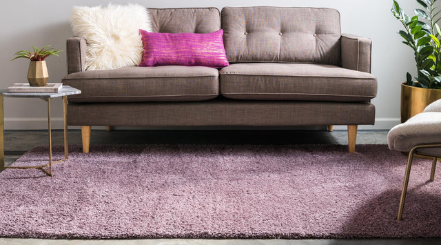Mauve 8' x 10' Studio Solid Shag Rectangle Area Rug Thick Soft Touch Fluffy & Plush Shaggy Pile