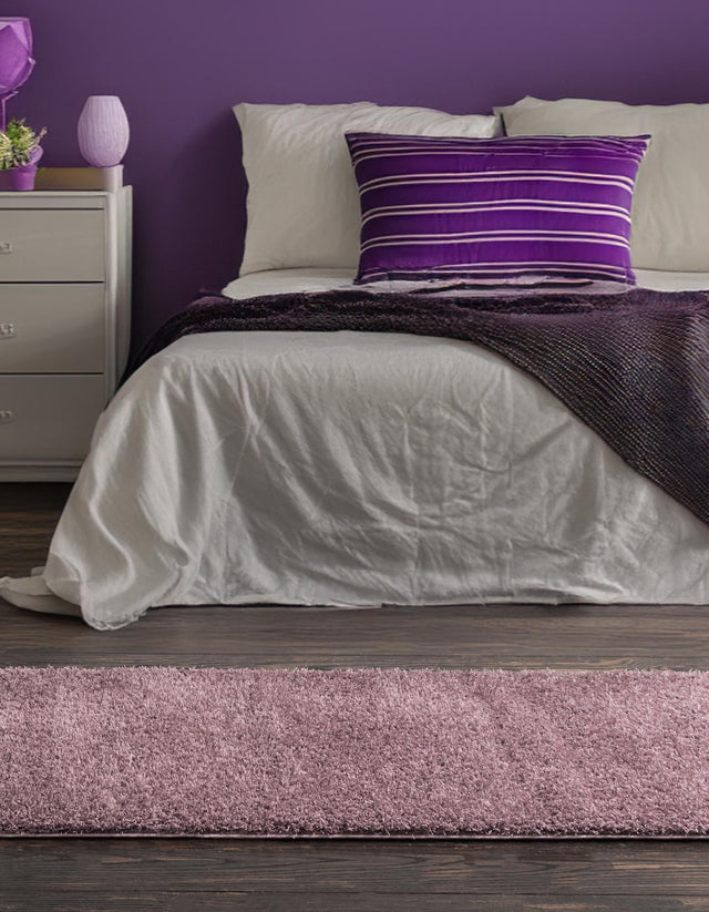 Mauve 2' 7 x 10' Studio Solid Shag Runner Area Rug Thick Soft Touch Fluffy & Plush Shaggy Pile