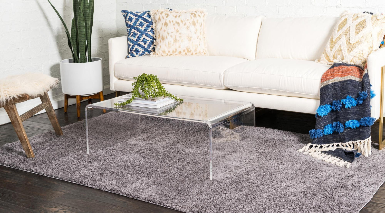 Dark Gray 5' 1 x 8' Studio Solid Shag Rectangle Area Rug Thick Soft Touch Fluffy & Plush Shaggy Pile Single Color Durable Carpet for Minimalist Decor for Sale at Rug Engine