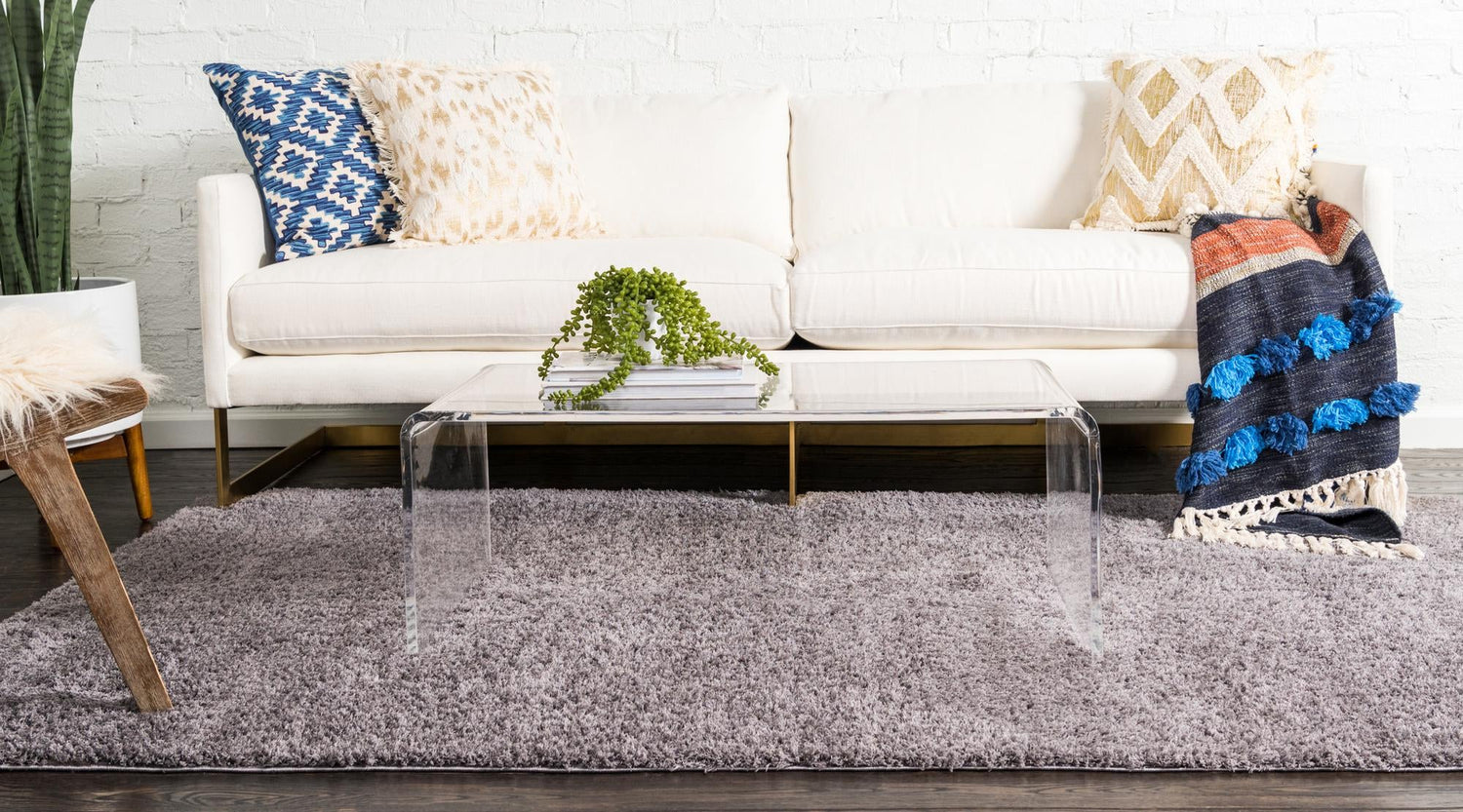 Dark Gray 5' 1 x 8' Studio Solid Shag Rectangle Area Rug Thick Soft Touch Fluffy & Plush Shaggy Pile Single Color Durable Carpet for Minimalist Decor for Sale at Rug Engine
