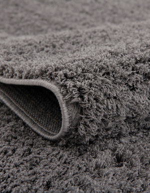 Dark Gray 4' 1 x 6' 1 Studio Solid Shag Rectangle Area Rug Thick Soft Touch Fluffy & Plush Shaggy Pile