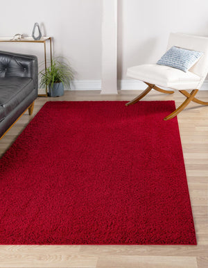 Red 9' x 12' 2 Studio Solid Shag Rectangle Area Rug Thick Soft Touch Fluffy & Plush Shaggy Pile