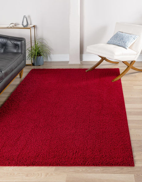 Red 9' x 12' 2 Studio Solid Shag Rectangle Area Rug Thick Soft Touch Fluffy & Plush Shaggy Pile