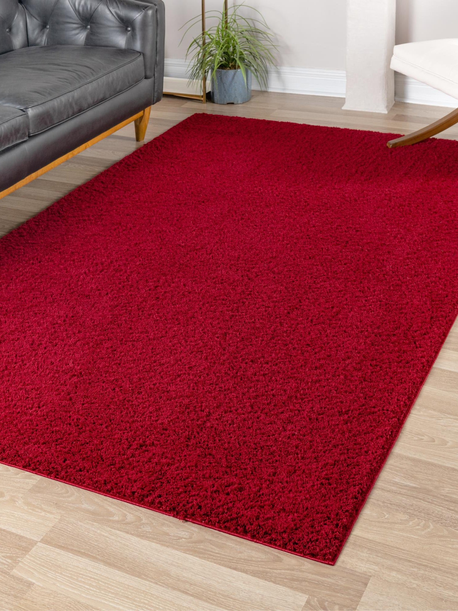 Red 8' x 10' Studio Solid Shag Rectangle Area Rug Thick Soft Touch Fluffy & Plush Shaggy Pile Single Color Durable Carpet for Minimalist Decor for Sale at Rug Engine