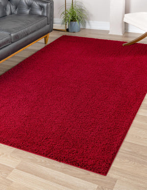 Red 9' x 12' 2 Studio Solid Shag Rectangle Area Rug Thick Soft Touch Fluffy & Plush Shaggy Pile