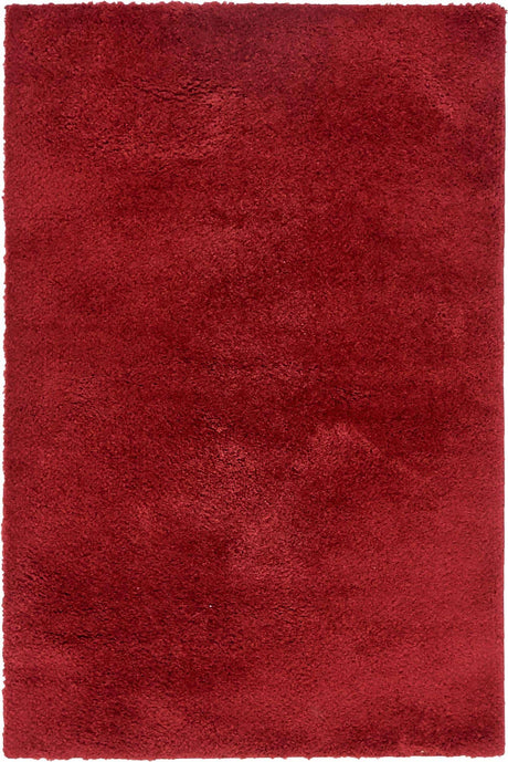 Red 4' 1 x 6' 1 Studio Solid Shag Rectangle Area Rug Thick Soft Touch Fluffy & Plush Shaggy Pile