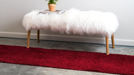 Red 2' x 6' 9 Studio Solid Shag Runner Area Rug Thick Soft Touch Fluffy & Plush Shaggy Pile Single Color Durable Carpet for Minimalist Decor for Sale at Rug Engine