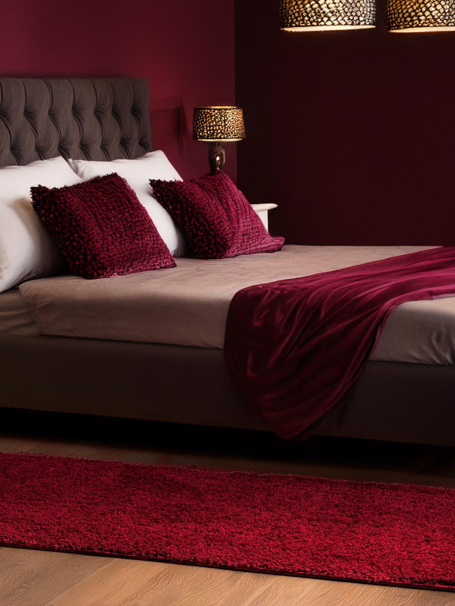 Red 2' x 6' 9 Studio Solid Shag Runner Area Rug Thick Soft Touch Fluffy & Plush Shaggy Pile Single Color Durable Carpet for Minimalist Decor for Sale at Rug Engine