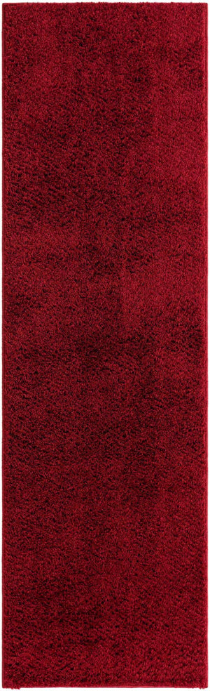 Red 2' x 7' Studio Solid Shag Runner Rug