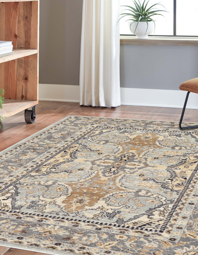 Silver 5' 1 x 8' Tradition Rectangle Area Rug Traditional Classic Vintage Design Carpet for Living Room, Bedrooms, Dining, Office Space for Sale at Rug Engine