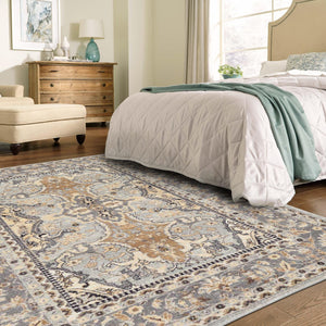 Silver 5' 1 x 8' Tradition Rectangle Area Rug Traditional Classic Vintage Design Carpet for Living Room, Bedrooms, Dining, Office Space for Sale at Rug Engine