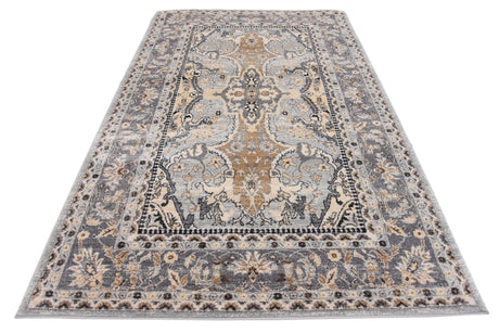 Silver 5' 1 x 8' Tradition Rectangle Area Rug Traditional Classic Vintage Design Carpet for Living Room, Bedrooms, Dining, Office Space for Sale at Rug Engine