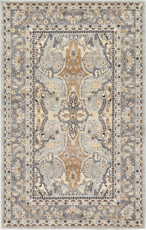 Silver 5' 1 x 8' Tradition Rectangle Area Rug Traditional Classic Vintage Design Carpet for Living Room, Bedrooms, Dining, Office Space for Sale at Rug Engine