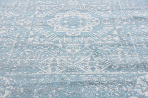 Light Blue 8' 4 x 8' 4 Tradition Square Area Rug Traditional Classic Vintage Design Carpet for Living Room, Bedrooms, Dining, Office Space for Sale at Rug Engine