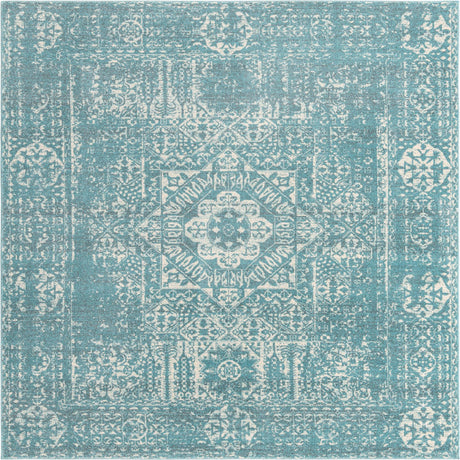 Light Blue 8' 4 x 8' 4 Tradition Square Area Rug Traditional Classic Vintage Design Carpet for Living Room, Bedrooms, Dining, Office Space for Sale at Rug Engine