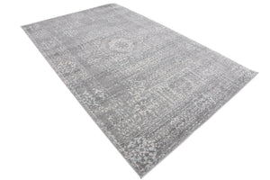 Silver 5' 1 x 8' Tradition Rectangle Area Rug Traditional Classic Vintage Design Carpet for Living Room, Bedrooms, Dining, Office Space for Sale at Rug Engine