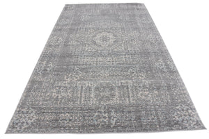 Silver 5' 1 x 8' Tradition Rectangle Area Rug Traditional Classic Vintage Design Carpet for Living Room, Bedrooms, Dining, Office Space for Sale at Rug Engine