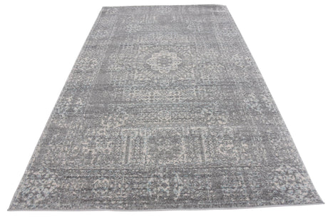 Silver 5' 1 x 8' Tradition Rectangle Area Rug Traditional Classic Vintage Design Carpet for Living Room, Bedrooms, Dining, Office Space for Sale at Rug Engine