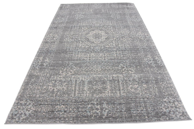 Silver 5' 1 x 8' Tradition Rectangle Area Rug Traditional Classic Vintage Design Carpet for Living Room, Bedrooms, Dining, Office Space for Sale at Rug Engine