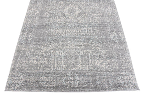 Silver 5' 1 x 8' Tradition Rectangle Area Rug Traditional Classic Vintage Design Carpet for Living Room, Bedrooms, Dining, Office Space for Sale at Rug Engine