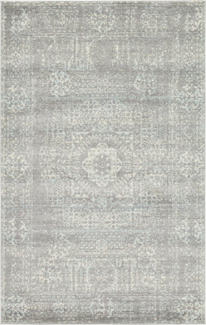 Silver 5' 1 x 8' Tradition Rectangle Area Rug Traditional Classic Vintage Design Carpet for Living Room, Bedrooms, Dining, Office Space for Sale at Rug Engine