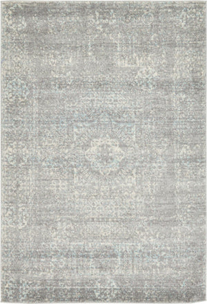 Silver 4' 1 x 6' 1 Tradition Rectangle Area Rug Traditional Classic Vintage Design Carpet for Living Room, Bedrooms, Dining, Office Space for Sale at Rug Engine