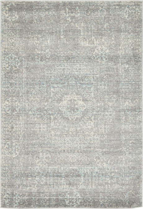 Silver 4' 1 x 6' 1 Tradition Rectangle Area Rug Traditional Classic Vintage Design Carpet for Living Room, Bedrooms, Dining, Office Space for Sale at Rug Engine