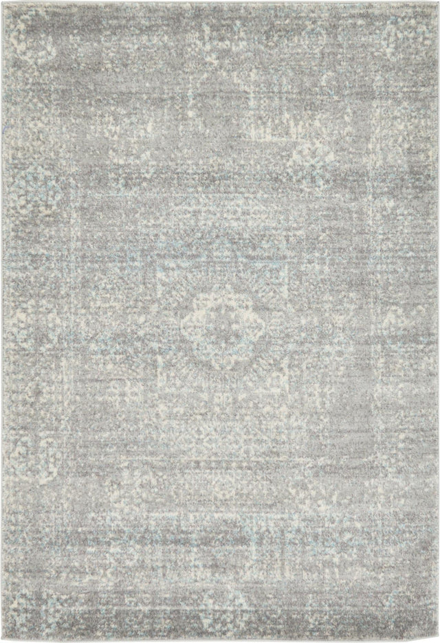 Silver 4' 1 x 6' 1 Tradition Rectangle Area Rug Traditional Classic Vintage Design Carpet for Living Room, Bedrooms, Dining, Office Space for Sale at Rug Engine