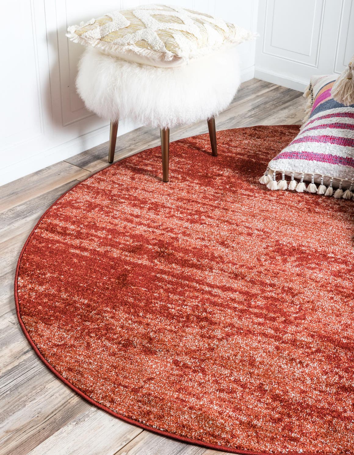 Terracotta 4' 1 x 4' 1 Del Mar Round Area Rug 100% Polypropylene Easy Clean Stain Resistant Vivid Modern Carpet Mat for Home Decor Interior Designing for Sale at Rug Engine