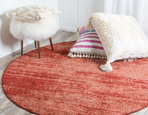 Terracotta 7' 10 x 7' 10 Del Mar Round Area Rug 100% Polypropylene Easy Clean Stain Resistant Vivid Modern Carpet Mat for Home Decor Interior Designing for Sale at Rug Engine